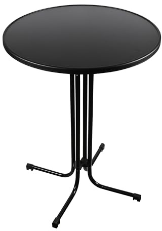 Stehtisch Partytisch anthrazitfarbene runde Platte D80 x H107 cm Holzwerkstoff beschichtet, Bartisch, robustes Metallgestell klappbar, stabiler Biergartentisch, Bistrotisch für Innen u. Außen