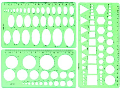 SenseYo 3 Pack Drawings Templates Stencil, Circle Template for Geometric Drawing Stencils, Plastic Clear Circle Stencils Architecture Supplies Drafting Tools for Studying, Designing