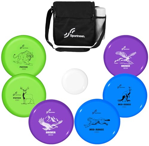 Sportneer Disc Golf Discs Set, 6 Pieces Disc Golf Starter Set Putter Midrange Driver Disc Golf Sport Games Disc Golf Disc for Adults