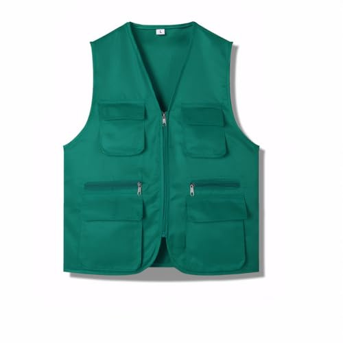 Cicilin Volunteer Chaleco Multifuncional Sin Mangas para Hombre y Mujer, Chaleco de Trabajo Respirable con Múltiples Bolsillos, Chaqueta Utilitaria para Voluntarios, Polivalente y Ligero, verde, 3XL