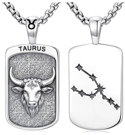 PROESS Stjärntecken Halsband 925 Sterlingsilver 12 Stjärnbilder Hängsmycke Horoskop Astrologi Halsband Stjärntecken Smycken Presenter för Kvinnor Män, 25.4 mm x 15.9 mm, Sterlingsilver