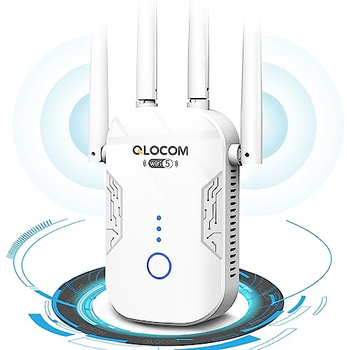 QLOCOM 2026 Nuevo Amplificador Señal WiFi 1200Mbps, Repetidor WiFi Doble Banda 5GHz y 2.4GHz con WPS, Amplificador WiFi Largo Alcance Compatible con Todos los Routers