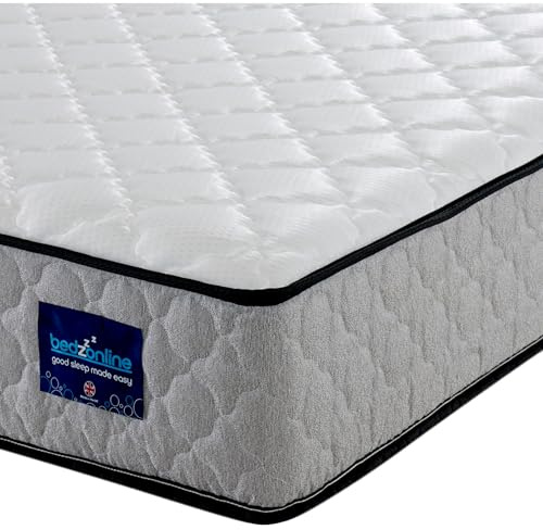 BEDZONLINE Air Feel Orthopaedic Mattress - UK Single | 190 x 90 x 20 cm | Modern Grey Border | Ergonomic Sleep Support | Cooling Memory Foam & Spring Hybrid | UK Made & Hypoallergenic