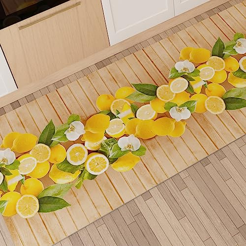 PETTI ARTIGIANI ITALIANI - Alfombra de Cocina Antideslizante y Lavable, Pasillo para Cocina, Alfombra Runner 52x180 cm Diseño Lemon 100% Made in Italy