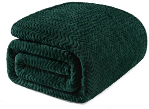 Exclusivo Mezcla fleecefilt för säng soffa, skogsgrön