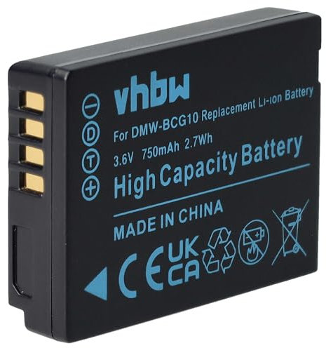 vhbw Akku kompatibel mit Panasonic Lumix DMC-TZ8, DMC-TZ9, DMC-ZS10, DMC-ZS15, DMC-ZS20, DMC-ZS6 Kamera Digicam DSLR (750mAh, 3,6V, Li-Ion)