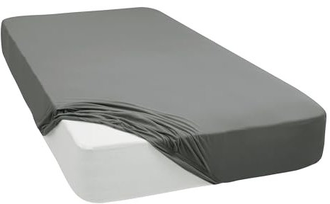 Mixibaby Spannbettlaken Jersey Spannbetttuch 100% Baumwolle Bettlaken Spannbettuch Laken 28 Farben, Größe:140 x 200 cm, Farbe:Silber
