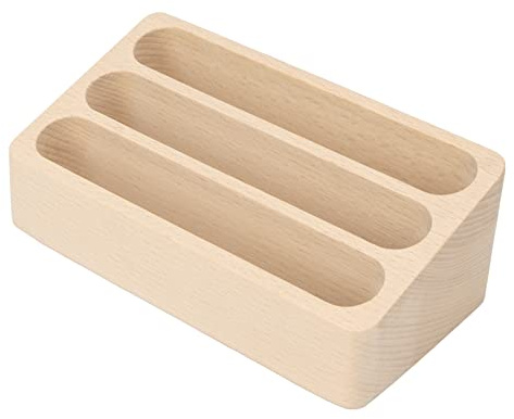 Soporte para Tarjetas de Visita, Soporte para Tarjetas de Visita de Escritorio 3 Compartimentos, Alta Estabilidad, Pantalla de Madera para Tarjetas de Visita para Salón de Oficina