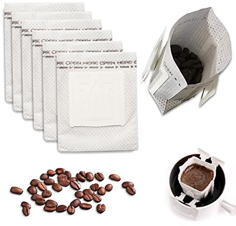 Filtros de Café de Papel, Bolsa de café del goteo 50 Piezas, Bolsa de café portátil para Colgar en la Oreja, Colgante de Papel de Filtro de Café, Filtro Café para Camping, Viaje, Oficina