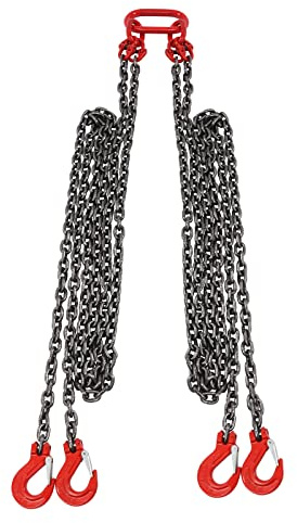 13ft Chain Sling 4 Hooks Chain Hoist,20ton/44092.45lbs Breaking Strength,5t/11023.11lbs Weight Bearing,Chain Lifting Sling for Engine Hoist,Self-Locking Hooks Lift Chain