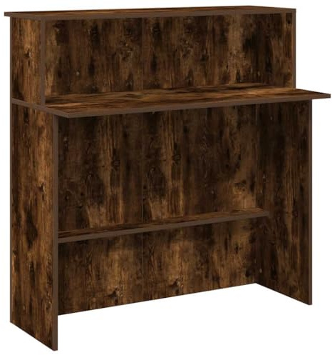 vidaXL Reception Desk Smoked Oak 100x50x103.5 cm Engineered Wood, reception counter, salon reception desk, reception bar desk, front desk