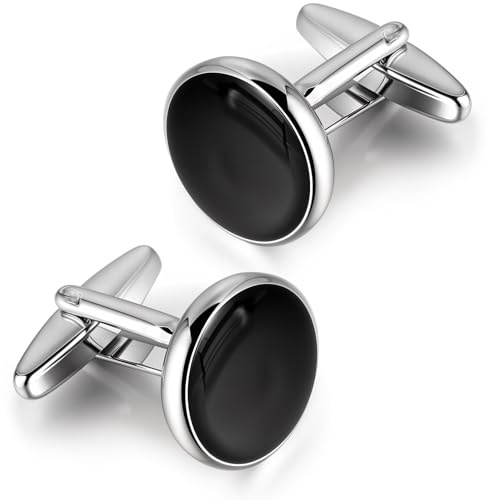 Cuff Links Mens, Classic Black Silver Cufflinks for Men, Elegant Men's Cuff Links for Business and Wedding, Mens Cufflinks for Formal Attire