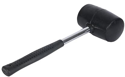 SHINEOFI 750g Black Rubber Hammer Mallet with Steel Handle, Comfortable to Hold and Minimizes Marring, Flooring Tool for Tile Installation and Carpentry Tasks
