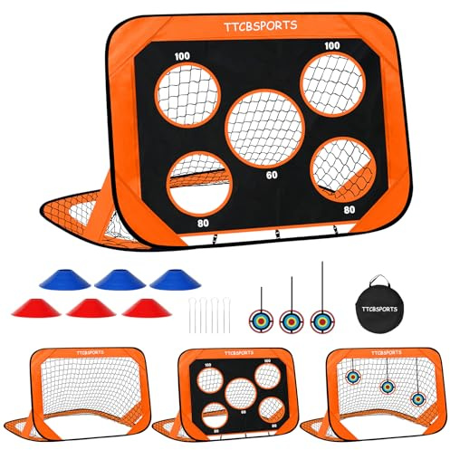 Pop Up Football Goals for Kids – Mini Foldable Garden Nets, Pop up Goals Foldable Goal for Kids Football Training with Carry Bag, Goal Posts for Garden Indoor Outdoor, Gifts for Boys (Orange)
