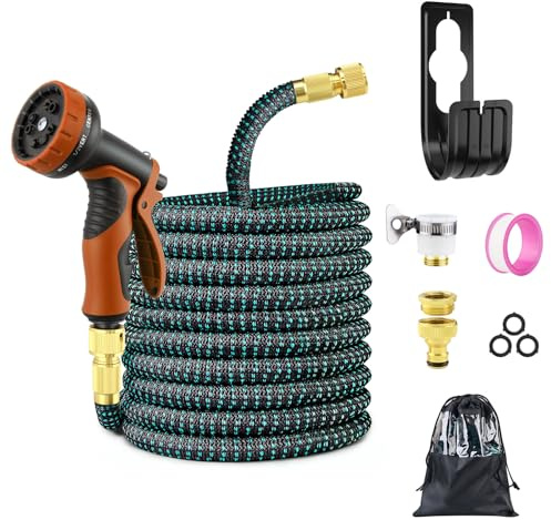 Homvvi Expandable Garden Hose Pipe - 74FT Water Hose with 10 Function Spray Nozzle, Flexible Garden Hose with 3/4, 1/2 Hose Connectors, Leak-Proof Lightweight Hose Pipe for Garden, Pet, Car Wash