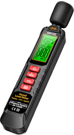 Decibelímetro | Nivel de Sonido - Probador con Rango 30-130dB Precisión Función Mantenimiento de Datos Pantalla LCD Retroiluminación Ponderación A para Detección Auditiva Lugar de Trabajo