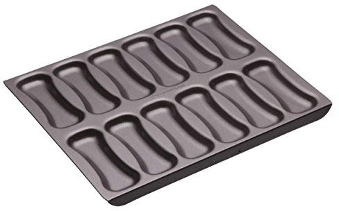 MasterClass 12 Förmchen Eclair Backblech mit PTFE, PFOA und BPA frei Antihaft, robuste 1mm dickem Kohlenstoffstahl, 31 x 25,5cm Form, Grau