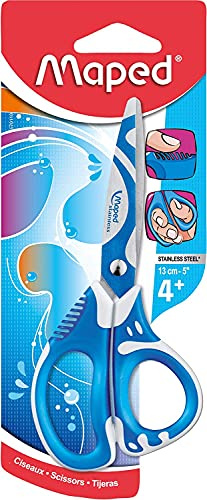 Maped Zenoa Fit Ciseaux avec Anneaux Souples et Lamelles Amorties Anti-Douleur 13 cm - Pour Droitiers - Coloris Aléatoire Bleu, Rose ou Orange