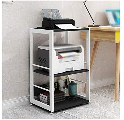 Printer Stand 3-lags golv-stående mobil skrivare Stativ Justerbar faxmaskin Hylla Kontorskanner Kopiator Stativ Kök Torkautomat Office Printer Shelf (Color : Svart)
