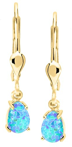 My Gold Opal Ohrhänger Mit Edelsteinen Ohrringe ECHTES Gelbgold 333 Gold (8 Karat) 23mm x 4mm Daditya O-02274-G301-OTR