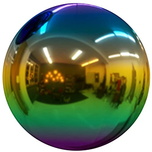 JforSJizT Observationsboll 30 cm i diameter, regnbåge i reflekterande polerat rostfritt stål, slät, färgglatt och glänsande tillägg till alla trädgårdar eller hem