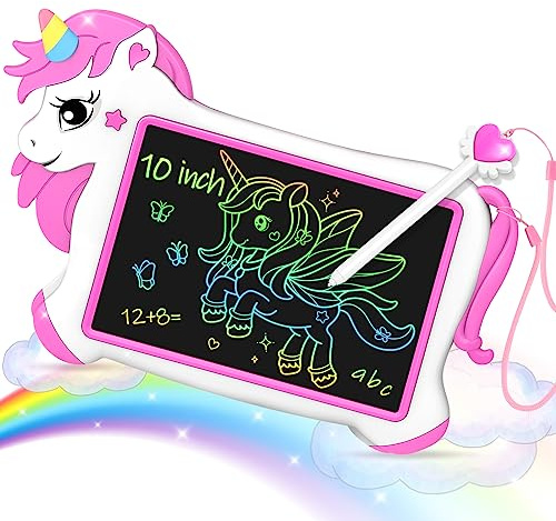 HappyGoLucky Unicorn Gifts for Girls, Lcd Drawing Tablet Girls Toys Age 2-8 Year Old Girl Gifts Girls Birthday Presents Toys for 2-8 Year Olds Girls Drawing Pad Toys Travel Toys Toddler Toys, Pink