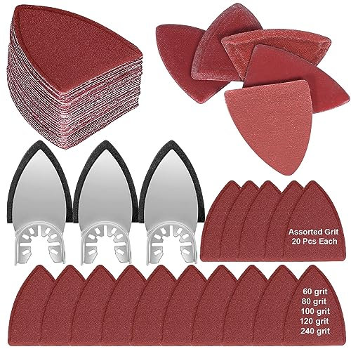 Finger Schleifpads 103Pcs Schleifpapier Set, Schleifblätter Sandscheiben Kit Fingerpad Oszillierendes Zubehör für Schwingschleifer, 60/80 /100/120 /240 Grits Sandpapier für Holz, Gips