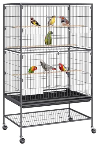VEVOR Vogelvoliere 79x51x132cm Vogelkäfig aus Q195-Kohlenstoffstahl Vogelhaus Geeignet für 2-3 mittelgroße bis große Vögel Voliere mit Schloss Vogelheim Vogelbauer