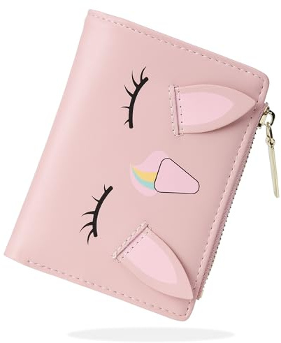 conisy Cute Small Womens Wallet with Coin Purse,Suitable Girls Teen Ladies (Unicorn Pink)