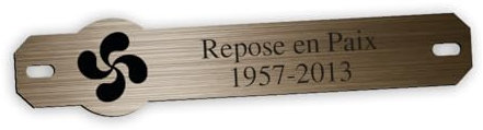 Inter de Plaque funéraire gravé personnalisable, motif Croix Basque, taille : 14x3 cm, couleur Bronze