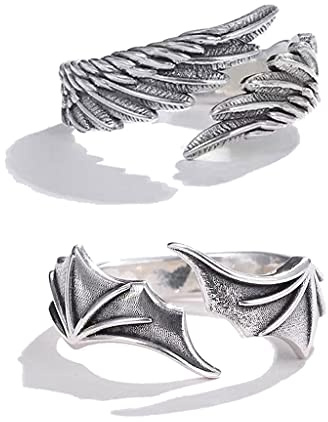 Anillo de ángel, diablo, unisex, simple, para parejas, amistad, boda, compromiso, anillo abierto