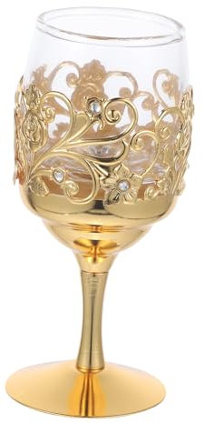 Cabilock Copa De Vino Vintage Flor Dorada Copa De Licor Retro Metal Para Celebraciones Para Coleccionistas