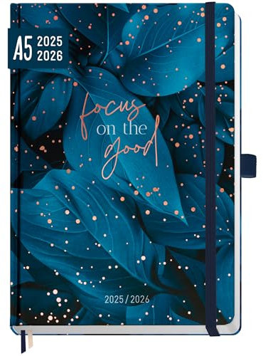 Häfft-Timer Deluxe 2025/2026 A5 (Aug 25 - Sep 26) Hardcover Schülerkalender Midnight Leaves Schulplaner, Schülerplaner, Studienplaner, Semesterplaner - nachhaltig & klimafreundlich