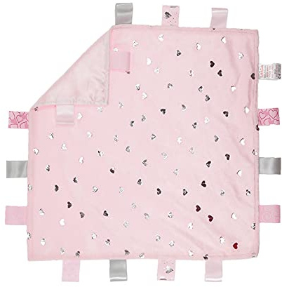 Soft Touch Foil Printed Pink Taggie Comforter Hearts Design with Satin Back