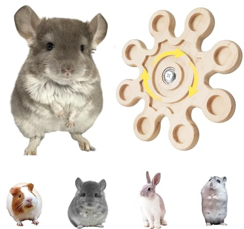 Chinchilla Chew Toys - Natural Wood Rotating Cage Accessories for Teeth Grinding | Interactive Hanging Exercise Toy with Safe Chew Design | Chinchilla Cage Toys for Playtime & Dental Health