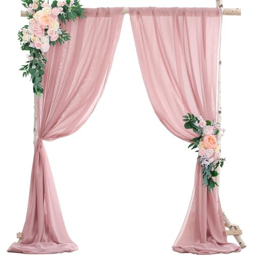 1 Panel Chiffong Tyg Bröllopsgardin, Tvärhängande, Bröllopsbåge Tak, Bröllopsbordsstol Frihandsdekoration,himmelsäng,tvärgardin for Bakgrundsgardiner Ceremoni, B x H(Pink,75x800cm(30x315in))