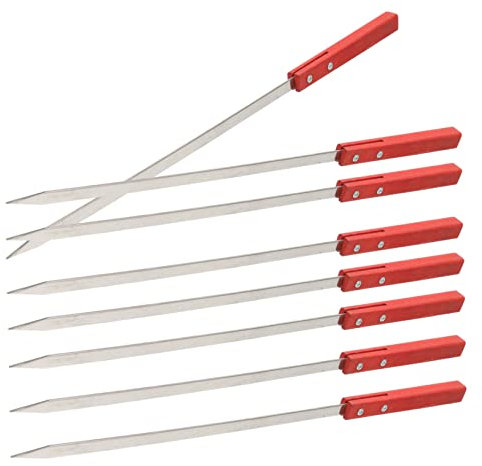 VICASKY 8piezas Brocheta de Barbacoa de Secuoya Brochetas de Acero Inoxidable para Parrilla Pinchos de Metal para Kebabs Uso Exteriores
