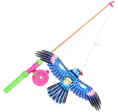 Toyvian Fishing Rod Kite Easy to Fly Fishing Rod Style Vivid Butterfly Swallow Parrot Outdoor Toy Lightweight and Portable Fun Boys and Girls for Summer Beach Park Activities Color Design