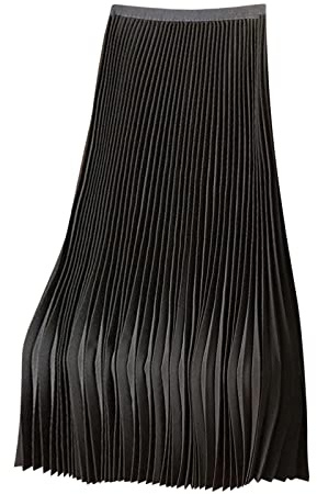 AEGJEGVD Women's Satin Silk Skirts UK Clearance,Ladies Elastic High Waist Maxi Pleated Skirt Solid Color Plus Size Skirts 2025 Spring Summer Plain Sliming Elegant Long Skirt M-4XL Today's Deals Black