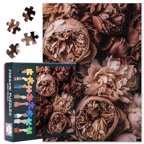 Puzzle de 1000 pièces - Jeu de Pivoines - Puzzle facile à résoudre pour adultes et enfants à partir de 9 ans - Puzzle pivoines de 1000 pièces - Dimensions terminées : 50 x 70 cm