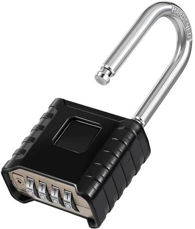 ZHEGE Hochleistungs Vorhängeschloss mit Zahlencode 4-Stellig, Zahlenschloss Langer Bügel 8MM, Sicherheitsschloss für Garten, Zaun, Werkstatt, Schuppen, Garagen, Schwarz