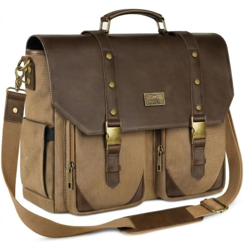 MATEIN Borsa Porta PC 15,6 Pollici, Borsa Messenger Uomo Vintage da Lavoro, Grande Borse a Tracolla con Tasca Antifurto RFID e Tasca Impermeabile, per Ufficio, Università e Viaggio, Marrone