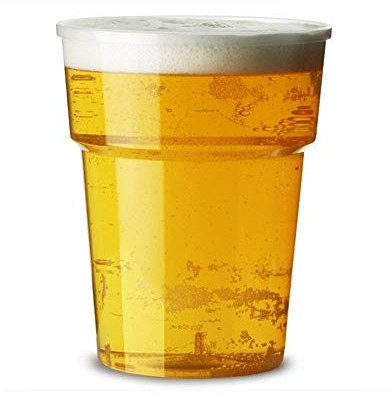 1000 x 20 ounces Full Pint Flexi Clear Plastic Cups with Ce Markings - Strong Re-usable Beer Glasses Tumblers