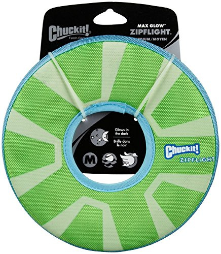 Chuckit! 2 Pack of Max Glow Zipflight Dog Toys, Medium 8.5-Inch2