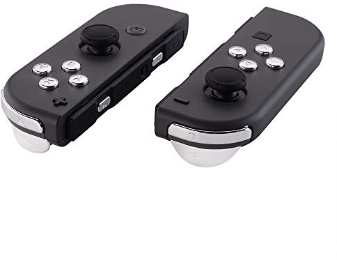 eXtremeRate Boutons de Remplacement Complet pour Nintendo Switch Joycon et Nintendo Switch OLED, Bouton ABXY Direction Home Plus Moins L R ZL ZR SR SL Trigger pour Joycon Manette,Argenté Chromé