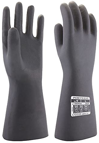 Portwest Guante Químico De Neopreno, Tamaño: XL, Color: Negro, A820BKRXL