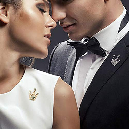 Yienate Modische Mini-Kronen-Brosche mit Strass-Kristallen, Kragennadel, Brustnadel, Kleidung, Schmuck, Geschenke für Männer und Frauen (Gold)