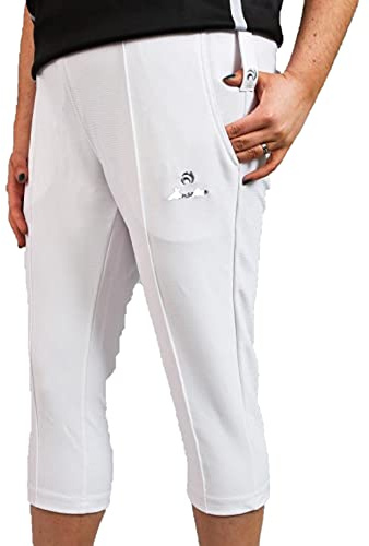 Henselite Womens Lawn Bowling Cropped Trousers-Color White-Waist M, 21 inch LegLength