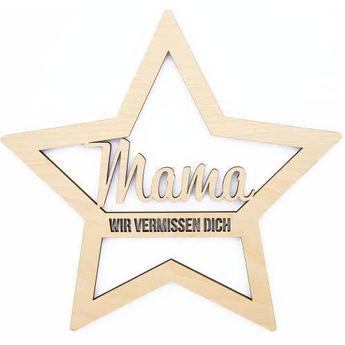 Ocasy Gravstick, stjärna med mamma och meddelande, gravdekoration personlig med ordspråk, gravprydnad av trä, blomstift för åminnelse