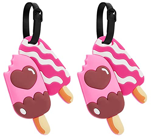 ZOUIQSS Luggage Tags Pack of Two,Baggage Tags Suitcase ID Labels Business Card Holder/Travel ID Bag Tag(Two Ice Cream)